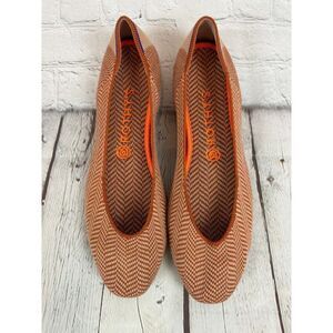 NEW! ROTHY'S beige orange chevron herringbone flat ballerina shoes 10